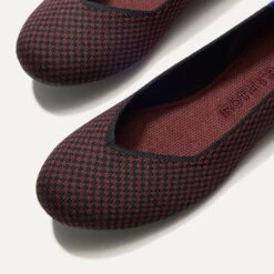 Rothy's The Flat - Bittersweet Micro Check -Rothy's Shoes Store 001 Flat BittersweetMicroCheck ToeDetail 4284