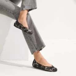 Rothy's The Flat - Black Chantilly -Rothy's Shoes Store 001 Flat BlackChantilly On Figure v8172