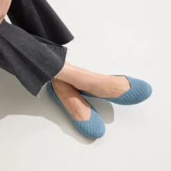 Rothy's The Flat - Sky Basketweave -Rothy's Shoes Store 001 Flat Sky Basketweave On Figure 1479