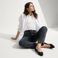 Rothy's The Point - Black Solid -Rothy's Shoes Store 002 Point Black On Figure 0751