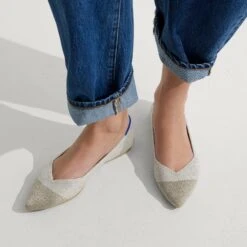 Rothy's The Point - Diamond Metallic -Rothy's Shoes Store 002 Point DiamondMetallic On Figure 2152