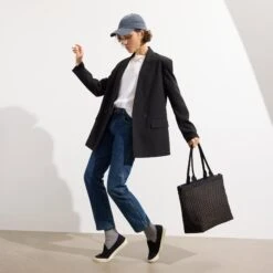 Rothy's The Lightweight Zip Tote - Night Song -Rothy's Shoes Store 006 OriginalSlipOnSneaker BlackSand On Figure 0861