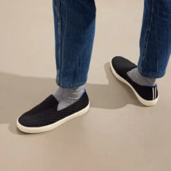 Rothy's The Original Slip On Sneaker - Black Sand -Rothy's Shoes Store 006 OriginalSlipOnSneaker BlackSand On Figure 0956Large