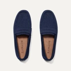 Rothy's The Driving Loafer - Navy Herringbone -Rothy's Shoes Store 055 DrivingLoafer NavyHerringbone PrimaryOverhead 406
