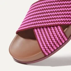 Rothy's The Weekend Slide - Sangria Stripe -Rothy's Shoes Store 065 WeekendSlide SangriaStripe ToeDetail 631