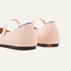 Rothy's The Square Mary Jane - Bubbly Pink -Rothy's Shoes Store 075 SquareMaryJane BubblyPink HeelDetail