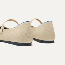 Rothy's The Square Mary Jane - Cream Captoe -Rothy's Shoes Store 075 SquareMaryJane CreamCaptoe HeelDetail 90955