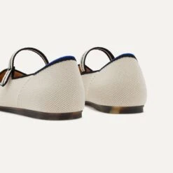 Rothy's The Square Mary Jane - Gardenia -Rothy's Shoes Store 075 SquareMaryJane Gardenia HeelDetail