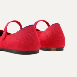 Rothy's The Square Mary Jane - Lollipop Red -Rothy's Shoes Store 075 SquareMaryJane Lollipop HeelDetail