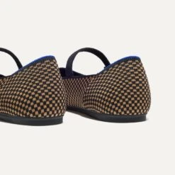 Rothy's The Square Mary Jane - Wren Micro Check -Rothy's Shoes Store 075 SquareMaryJane WrenMicroCheck HeelDetail 4165