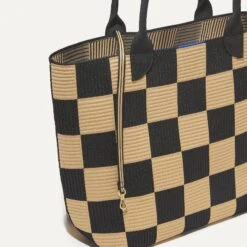 Rothy's The Lightweight Tote - Checker Classic -Rothy's Shoes Store 086 LightweightTote CheckerClassic Front Strap 0740