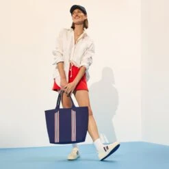 Rothy's The Lightweight Tote - Spirit Stripe -Rothy's Shoes Store 086 LightweightTote SpiritStripe OnFigure 5935 PDP