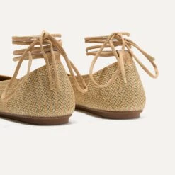 Rothy's The Square Wrap - Gold Stripe -Rothy's Shoes Store 102 SquareWrap GoldStripe HeelDetaill 0106