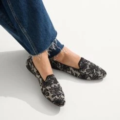 Rothy's The Almond Loafer - Black Chantilly -Rothy's Shoes Store 130 AlmondLoafer BlackChantilly On Figure v8043