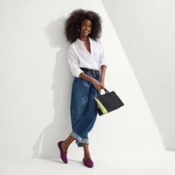 Rothy's The Almond Loafer - Quilted Plum -Rothy's Shoes Store 130 AlmondLoafer QuiltedPlum On Figure v10456