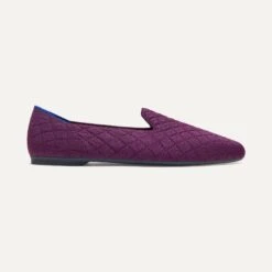 Rothy's The Almond Loafer - Quilted Plum -Rothy's Shoes Store 130 AlmondLoafer QuiltedPlum Side 90927