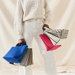 Rothy's The Lightweight Petite Tote - Black Portobello Stripe -Rothy's Shoes Store 141 PetiteLightweightTote BuildBag Hero 4805