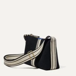 Rothy's The Casual Crossbody - Black And Ivory Stripe -Rothy's Shoes Store 142 CasualCrossbody Black IvoryStripe 45 Degree