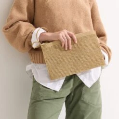 Rothy's The Wristlet - Golden Perf -Rothy's Shoes Store 152 PointII FrappeBasketweave On Figure 0878