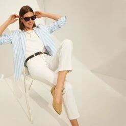 Rothy's The Point II - Gold Stripe -Rothy's Shoes Store 152 PointII GoldStripe OnFigure 3957 PDP