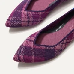 Rothy's The Point II - Purple Plaid -Rothy's Shoes Store 152 PointII PurplePlaid ToeDetail 4271