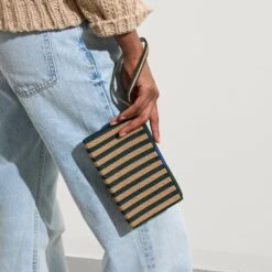 Rothy's The Wallet Wristlet - Pine Stripe -Rothy's Shoes Store 164 WalletWristlet PineStripe OnFigure 0748