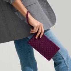 Rothy's The Wallet Wristlet - Plum Purple -Rothy's Shoes Store 164 WalletWristlet PlumPurple On Figure 0495