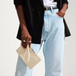 Rothy's The Wallet Wristlet - Vanilla Basketweave -Rothy's Shoes Store 164 WalletWristlet VanillaBasketweave On Figure 0806