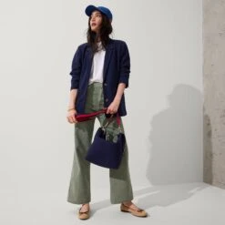 Rothy's The Crossbody Strap - Navy And Red -Rothy's Shoes Store 167 CrossbodyStrap NavyandRedStripewithCompatibleBag OnFigure 4745