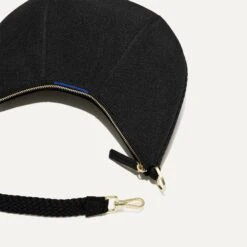 Rothy's The Crescent Bag - Black Licorice -Rothy's Shoes Store 169 CrescentBag BraidedBlackLicorice RemovableStrap 3343