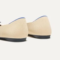 Rothy's The Ballet Flat - Cream Captoe -Rothy's Shoes Store 181 BalletFlat CreamCaptoe HeelDetail 3492