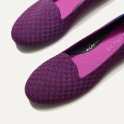 Rothy's The Lounge Loafer - Plum Basketweave -Rothy's Shoes Store 182 LoungeLoafer PlumBasketweave ToeDetail 4269