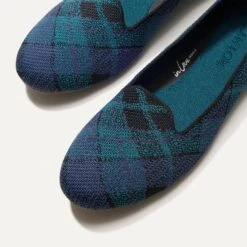 Rothy's The Lounge Loafer - Preppy Plaid -Rothy's Shoes Store 182 LoungeLoafer PreppyPlaid ToeDetail 4281