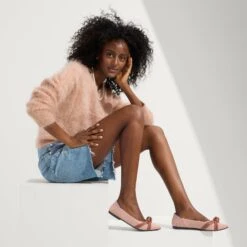 Rothy's The Knot Point II - Maple Pink -Rothy's Shoes Store 185 KnotPointII MaplePink On Figure 0221