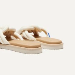 Rothy's The Summer Sandal - White Sand -Rothy's Shoes Store 191 SummerSandal WhiteSand HeelDetail 4299