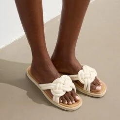 Rothy's The Summer Sandal - White Sand -Rothy's Shoes Store 191 SummerSandal WhiteSand On Figure 0253