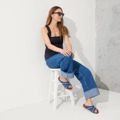 Rothy's The Weekend Slide - Indigo -Rothy's Shoes Store 198 WeekendSlide Indigo OnFigure 0301