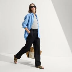 Rothy's The Weekend Slide - Toffee Stripe -Rothy's Shoes Store 198 WeekendSlide ToffeeStripe On Figure 1023