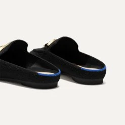 Rothy's The Double Bit Loafer Mule - Black Bouclé -Rothy's Shoes Store 200 DoubleBitLoaferMule BlackBoucle Heel 6789