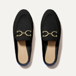 Rothy's The Double Bit Loafer Mule - Black Bouclé