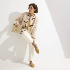 Rothy's The Wristlet - Checker Sand -Rothy's Shoes Store 200 DoubleBitLoaferMule WrenBoucle On Figure 0200