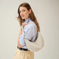 Rothy's The Crescent Bag - Cream Twist -Rothy's Shoes Store 20250123 Spring 2025 Criss CrossWedgeLaunch Aurora 0127 pdp 3e4aeafd 4735 4464 9a37 01073e71a897