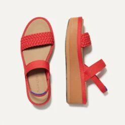 Rothy's The Lightweight Wedge Sandal - Red Hot Woven