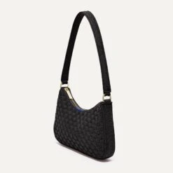 Rothy's The Mini Shoulder Bag - Black Sand -Rothy's Shoes Store 209 BaguetteBag Black 45Degree 3821