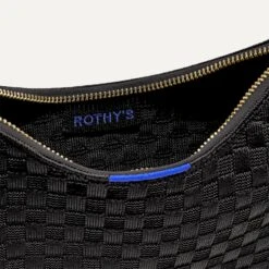 Rothy's The Mini Shoulder Bag - Black Sand -Rothy's Shoes Store 209 BaguetteBag Black Inside 3838