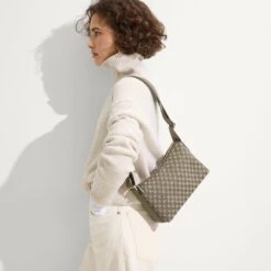 Rothy's The Casual Crossbody - Safari Green -Rothy's Shoes Store 212 MaxSquare PecanMicroCheck On Figure 1391