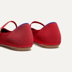 Rothy's The Point Mary Jane II - Red Crisp -Rothy's Shoes Store 212 PointMaryJane RedCrisp HeelDetail 0757