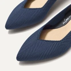 Rothy's The High Point - Navy Herringbone -Rothy's Shoes Store 214 HighPoint NavyHerringbone ToeDetail 3312