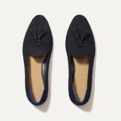Rothy's The Almond Tassel Loafer - Black Bouclé