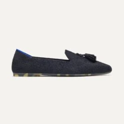 Rothy's The Almond Tassel Loafer - Black Bouclé -Rothy's Shoes Store 215 AlmondTasselLoafer BlackBoucle Side 5764